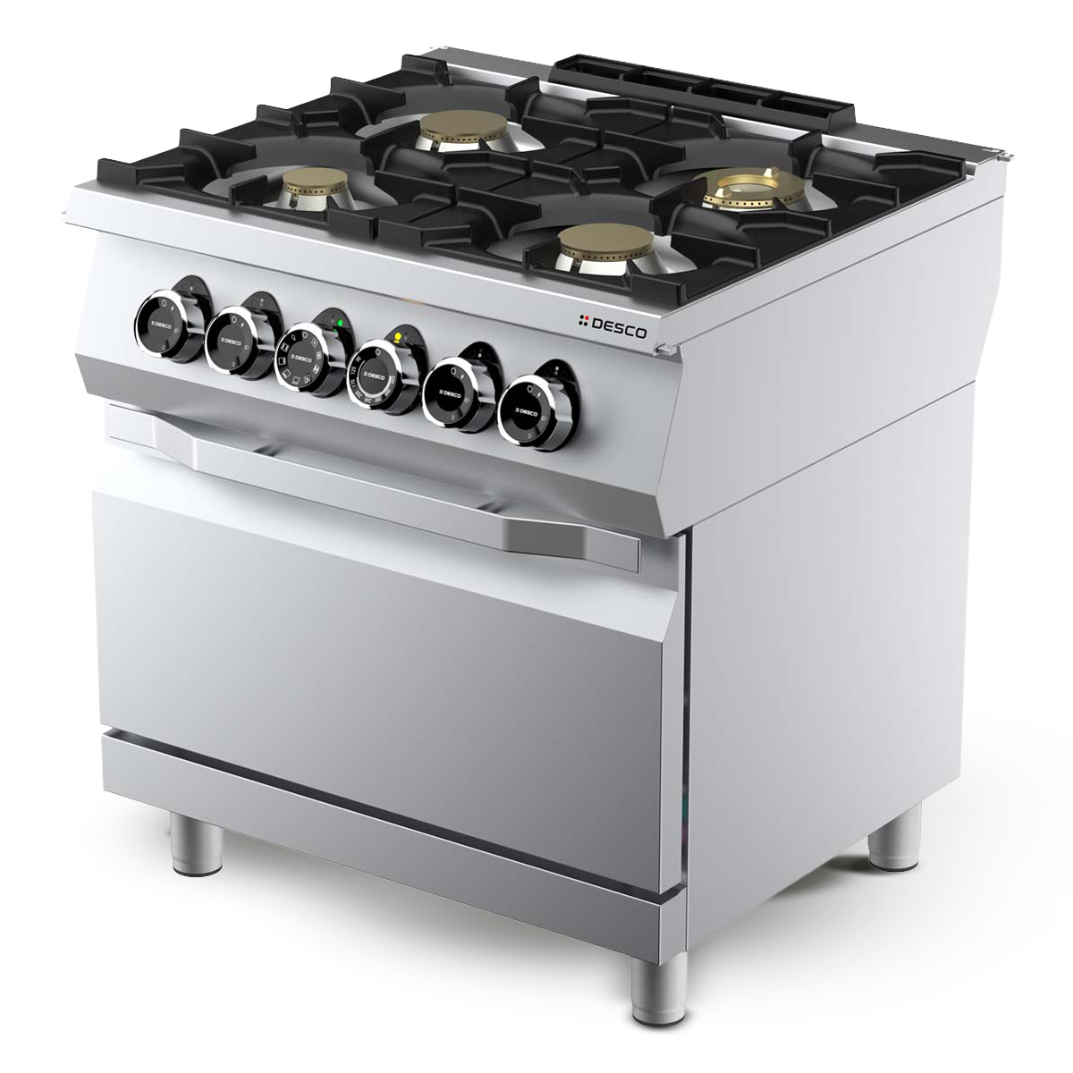GAS KITCHEN RANGE 4 BURNERS + ELT OVEN 1/1 VENTILATED