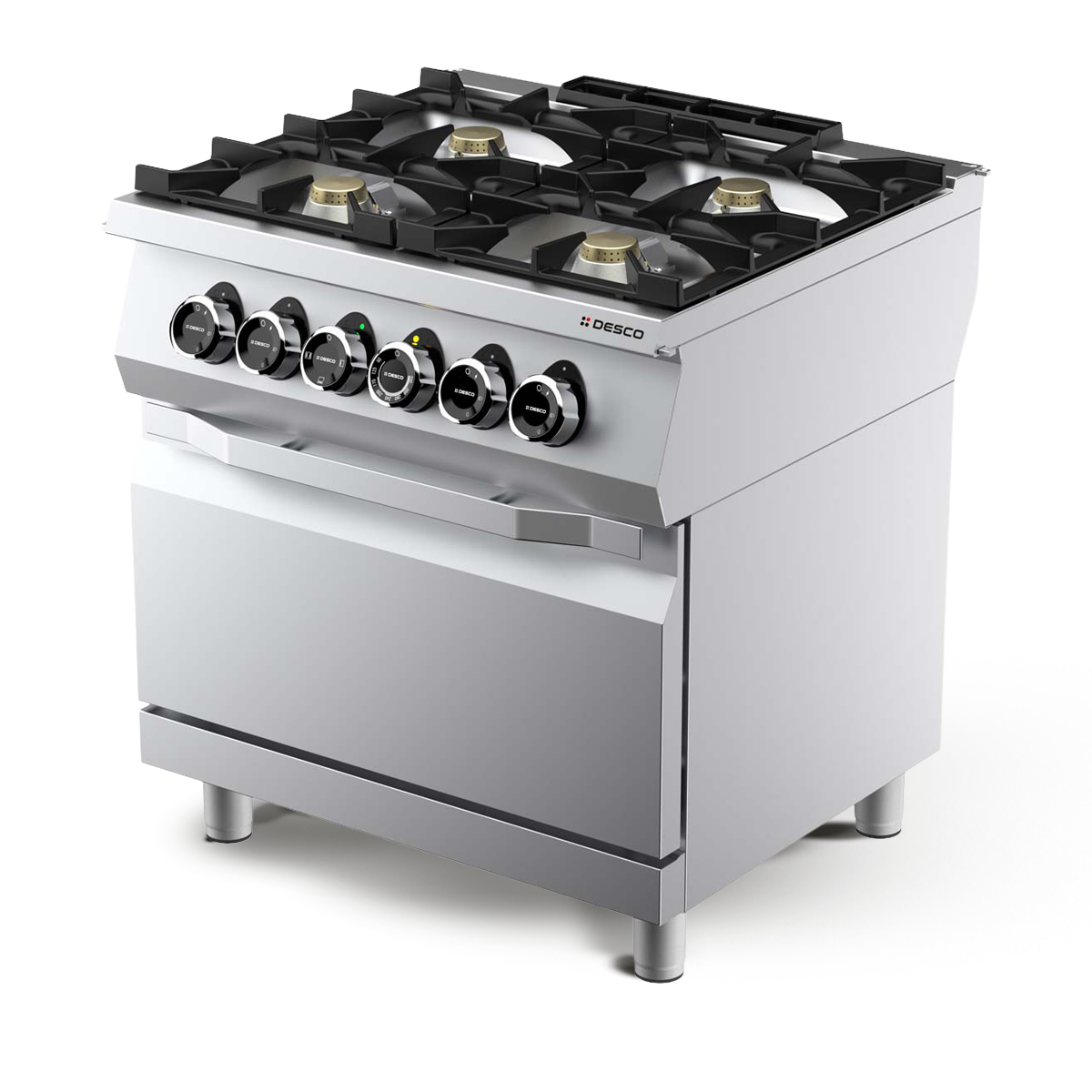GAS KITCHEN RANGE 4 BURNERS + ELT OVEN 2/1