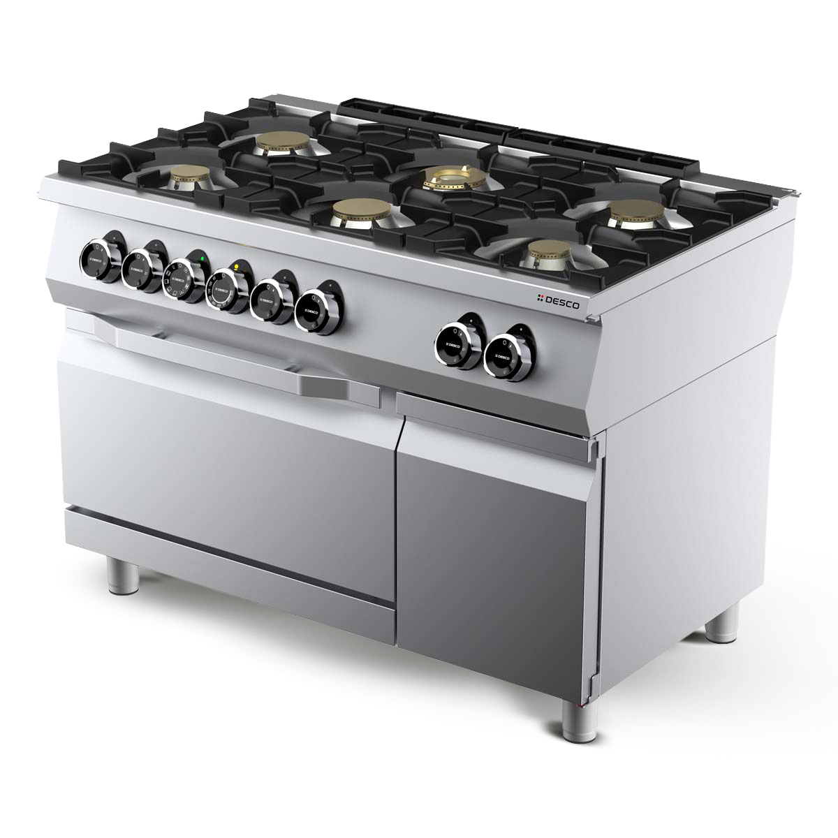 GAS KITCHEN RANGE 6 BURNERS + ELT OVEN 1/1 VENTILATED
