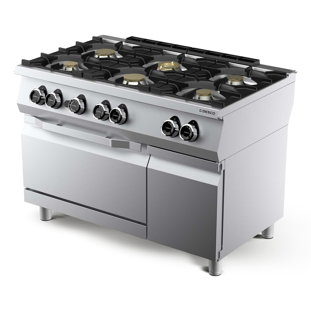 GAS KITCHEN RANGE 6 BURNERS + GAS OVEN 2/1