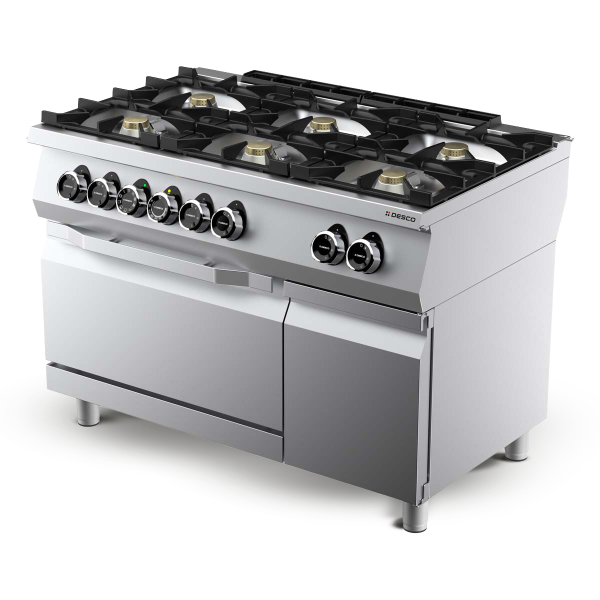 GAS KITCHEN RANGE 6 BURNERS + ELT OVEN 1/1 VENTILATED