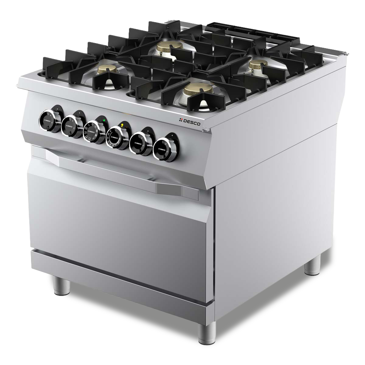 GAS KITCHEN RANGE 4 BURNERS + ELT OVEN 1/1 VENTILATED