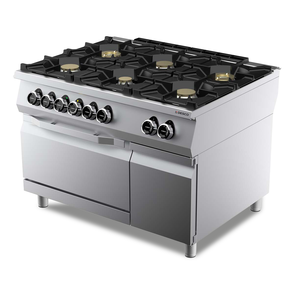 GAS KITCHEN RANGE 6 BURNERS + ELT OVEN 1/1 VENTILATED