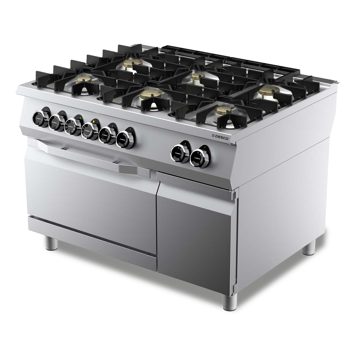 GAS KITCHEN RANGE 6 BURNERS + ELT OVEN 1/1 VENTILATED
