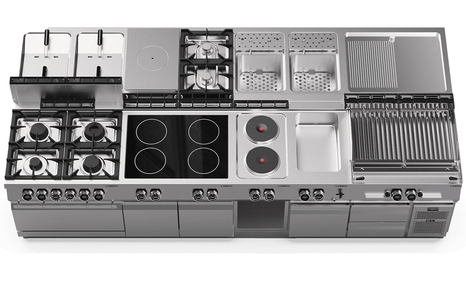 Vista superiore di una cucina professionale Desco