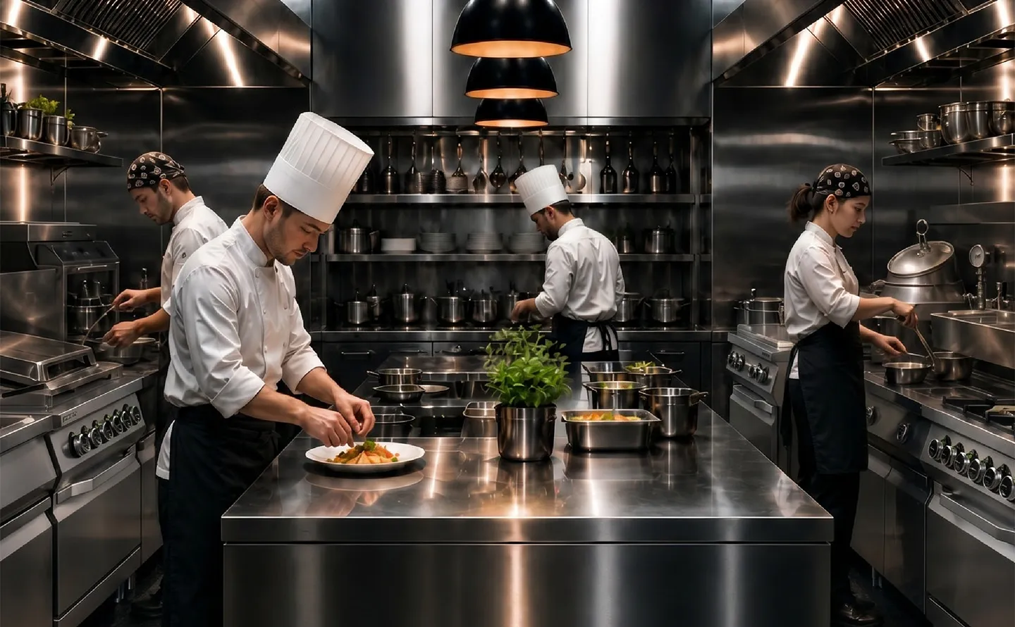 Chefs working in a Desco commercial kitchen
